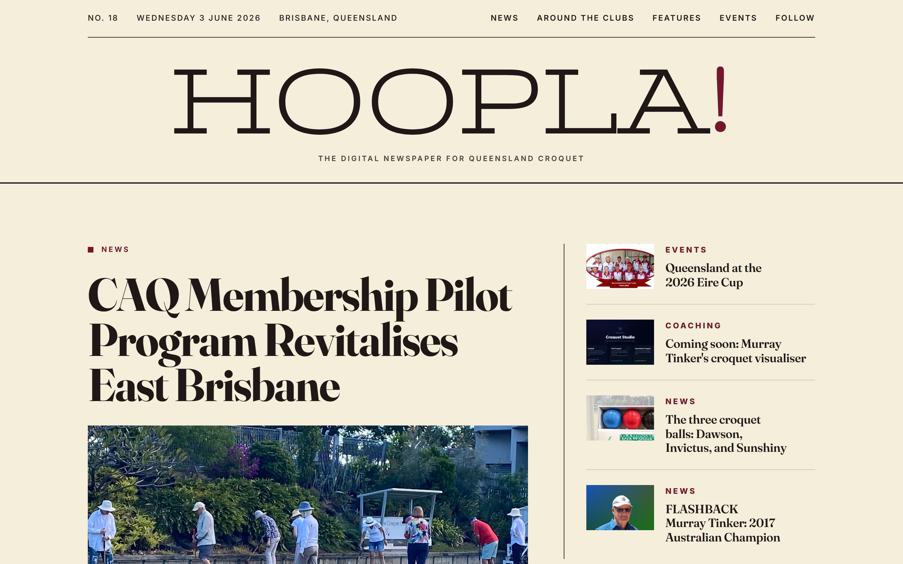 The front page of the news site.