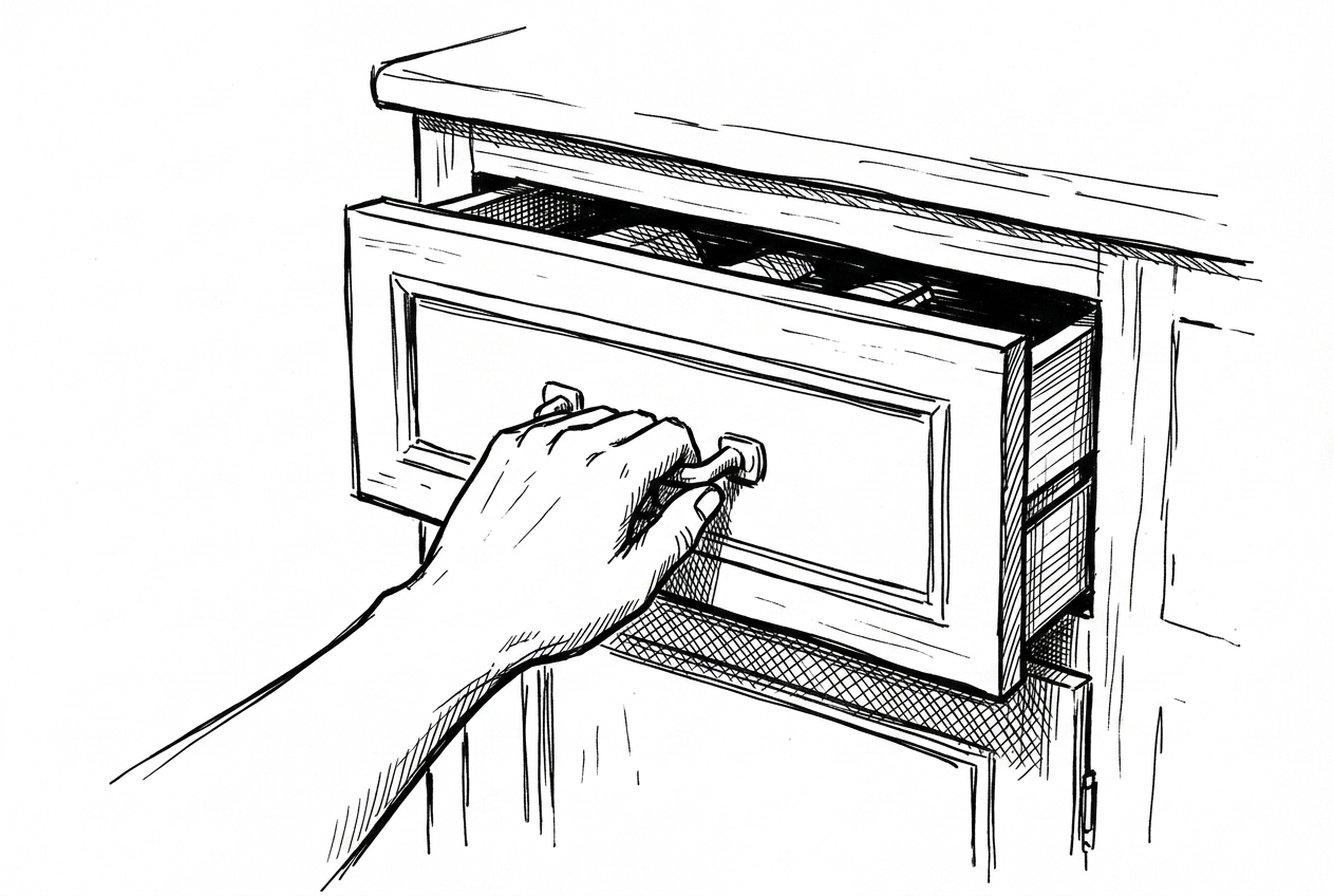 Hand opening drawer
