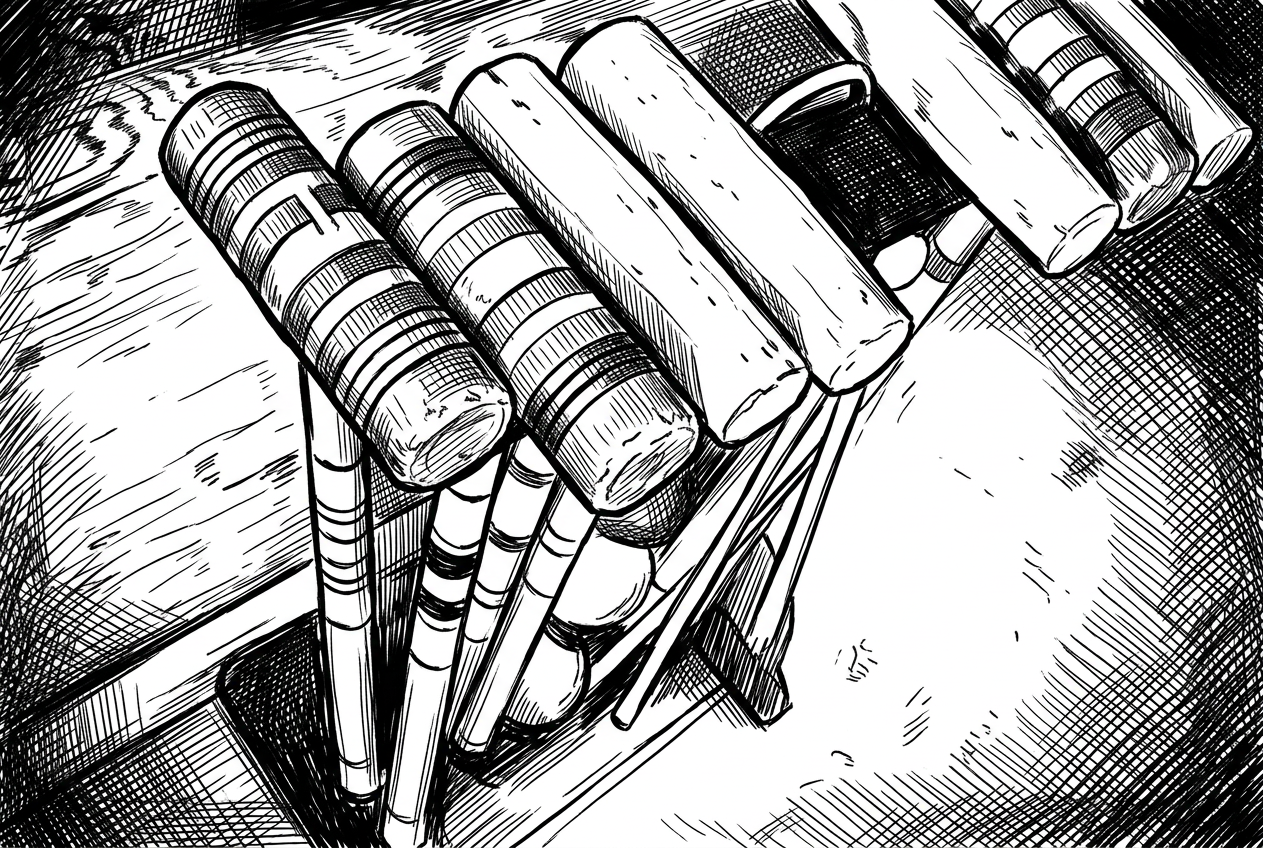 Croquet mallets in a rack